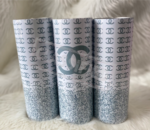 C Silver Glitter Tumbler